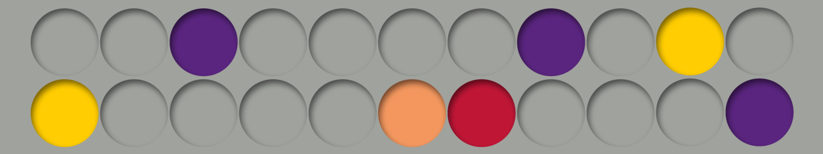 grey banner with grey, yellow, purple, orange and red circles