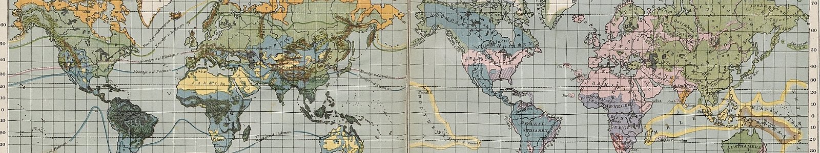 Thematische wereldkaartjes in de Bosatlas, 1887