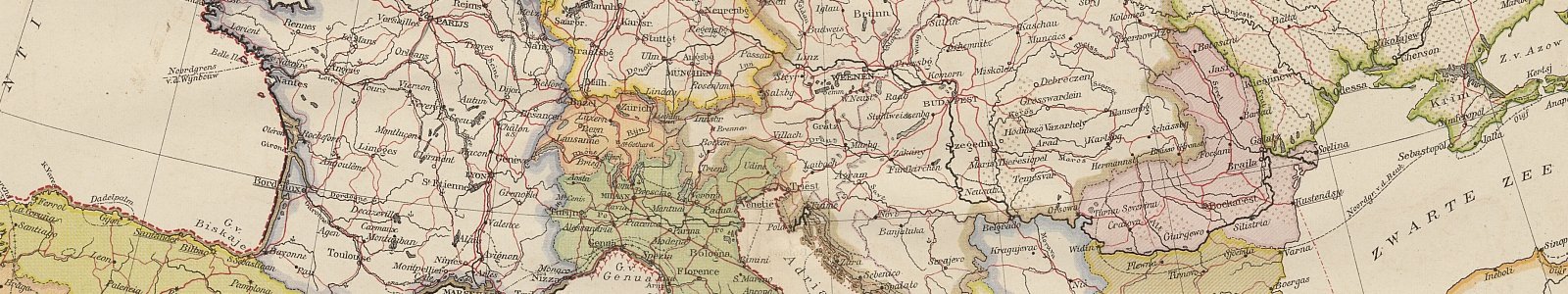 Detail kaart West-Europa 21e editie Bosatlas, 1915
