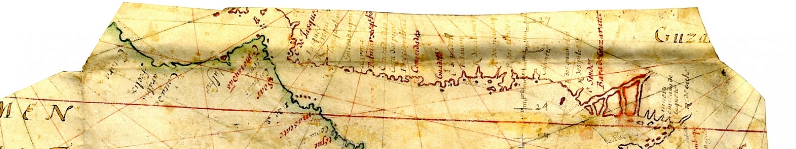 Detail hergebruikte VOC-kaart, ca. 1650