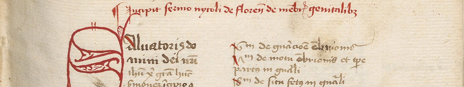 Begin van het handschrift op fol 2r. uit de Bijzondere Collecties van de Universiteitsbibliotheek Utrecht