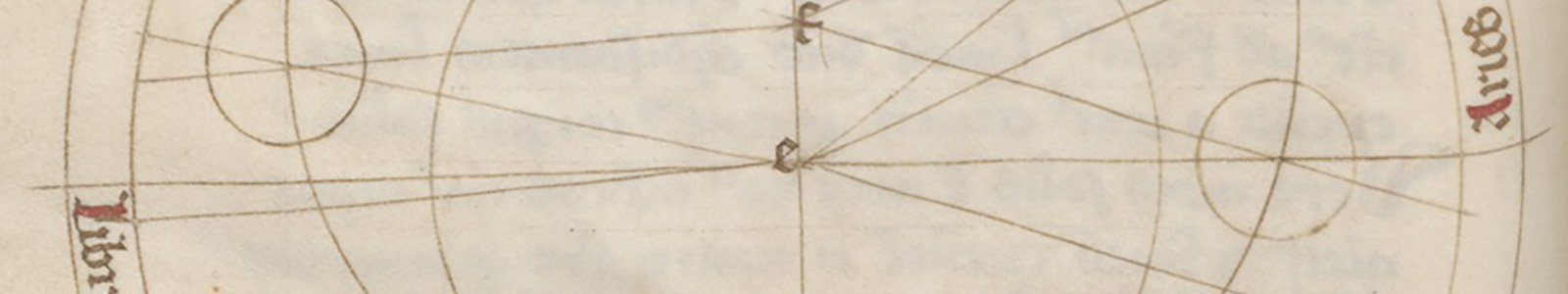 Detail afbeelding hemellichamen in de Tractatus de Sphaera uit de Bijzondere Collecties van de Universiteit Utrecht