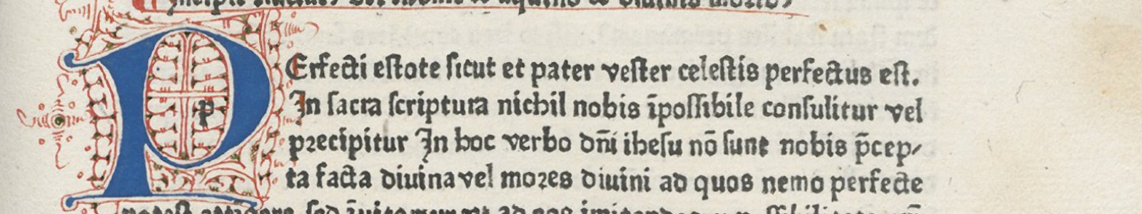 Fraai initiaal op fol. 11r, ‘De divinis moribus & De beatitudine’, 1474, uit de Bijzondere Collecties van de Universiteitsbibliotheek Utrecht