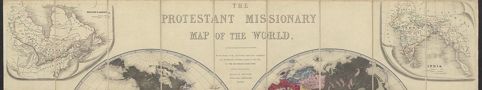 Detail van 'The Protestant missionary map of the world', Edward Gover, 1846