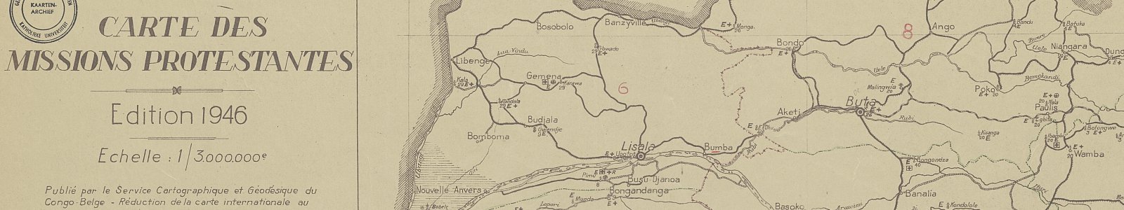 'Congo belge : carte des missions protestantes', 1946