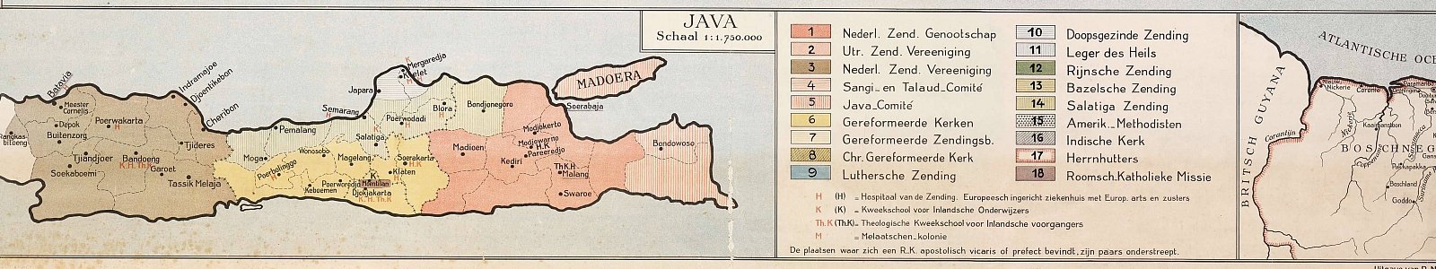 'Zendingskaart van Oost- en West-Indië', door Evert Nijland (Utrecht: C.H.E. Breijer, 1891)