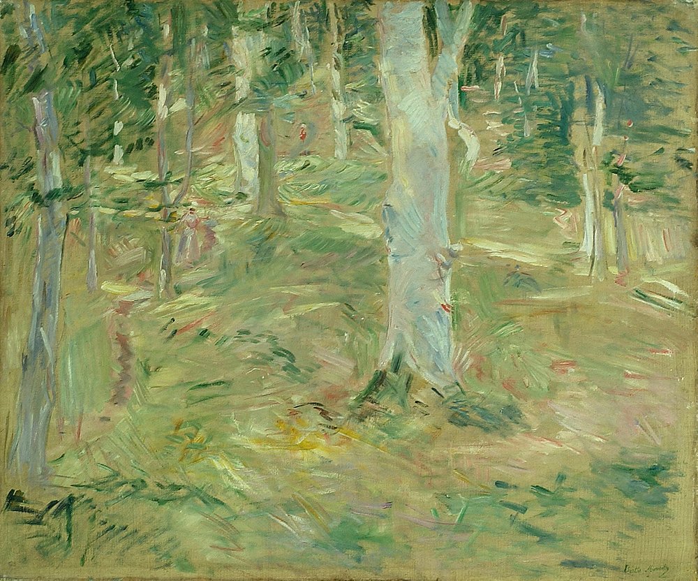 painting of trees in green tones 