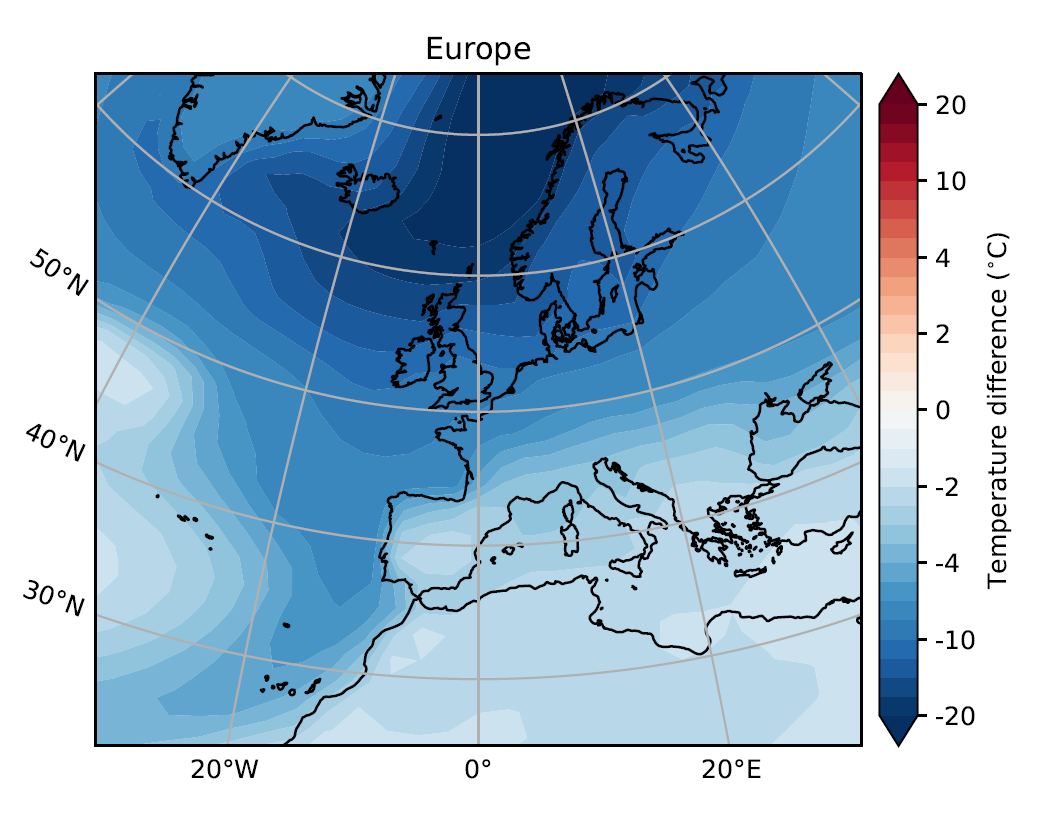 De instorting van de Atlantische oceaanstroming heeft volgens de onderzoekers een sterke afkoeling van het Europese klimaat tot gevolg.