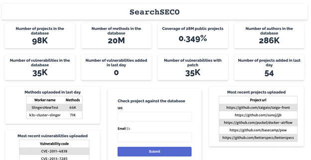 Screenshot of the SearchSECO search method