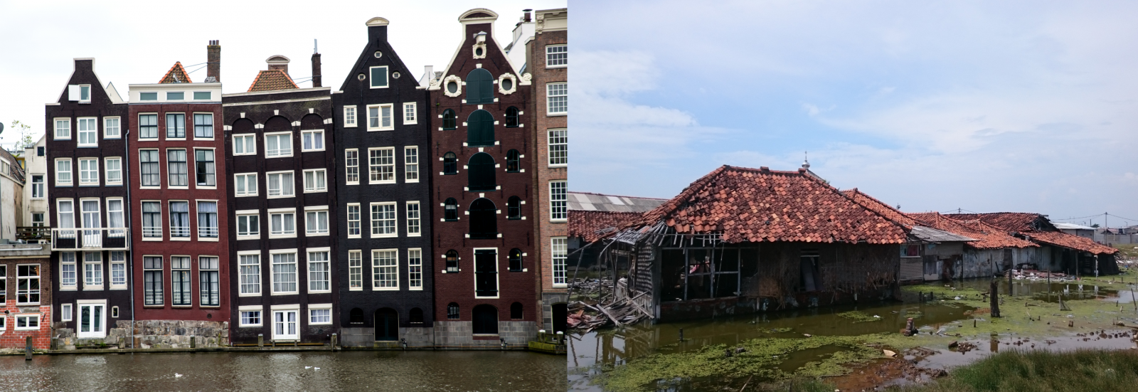 Photos of damage on houses in Amsterdam and Jakarta