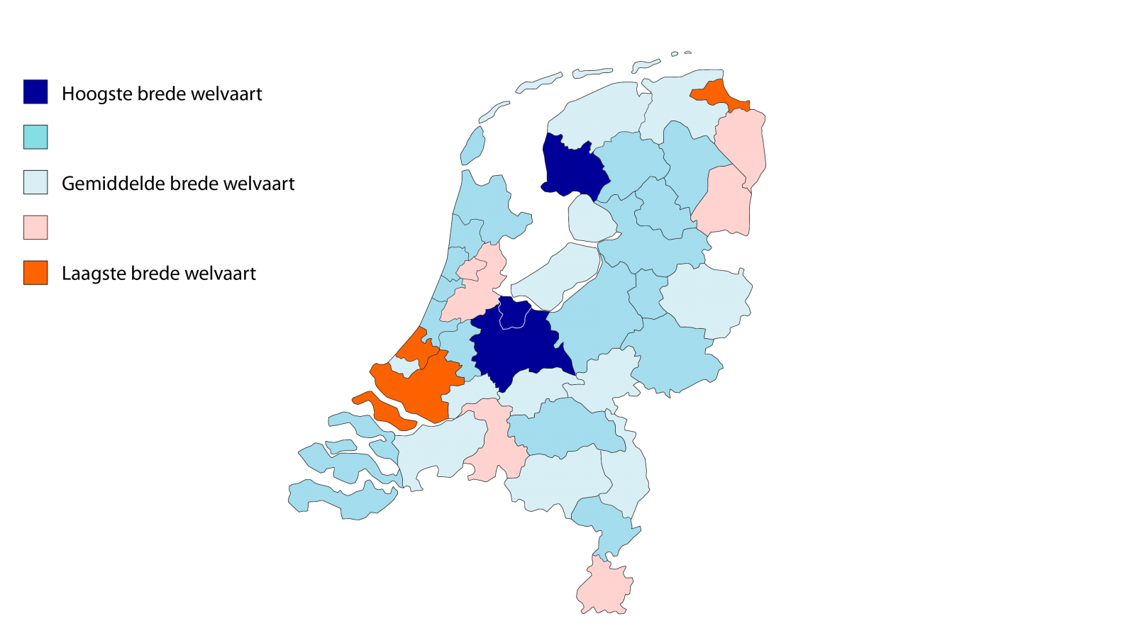 Kaart toont brede welvaart in 40 Nederlandse regio’s in 2019