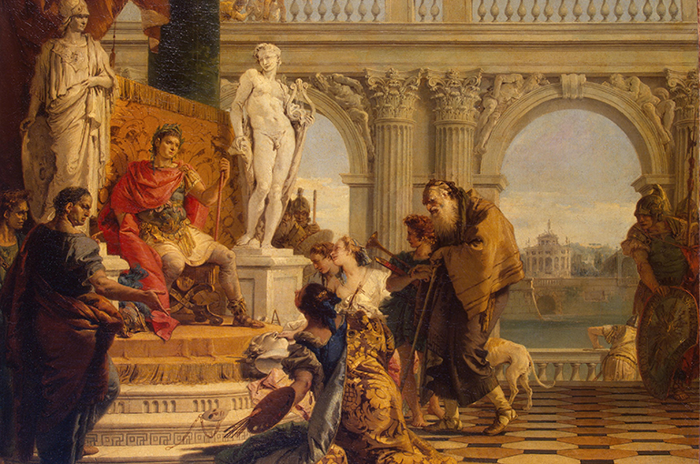 Maecenas presenteert de vrije kunsten aan Augustus, 1743 - Giovanni Battista Tiepolo. Bron: Wikimedia/Hermitage/ Web Gallery of Art