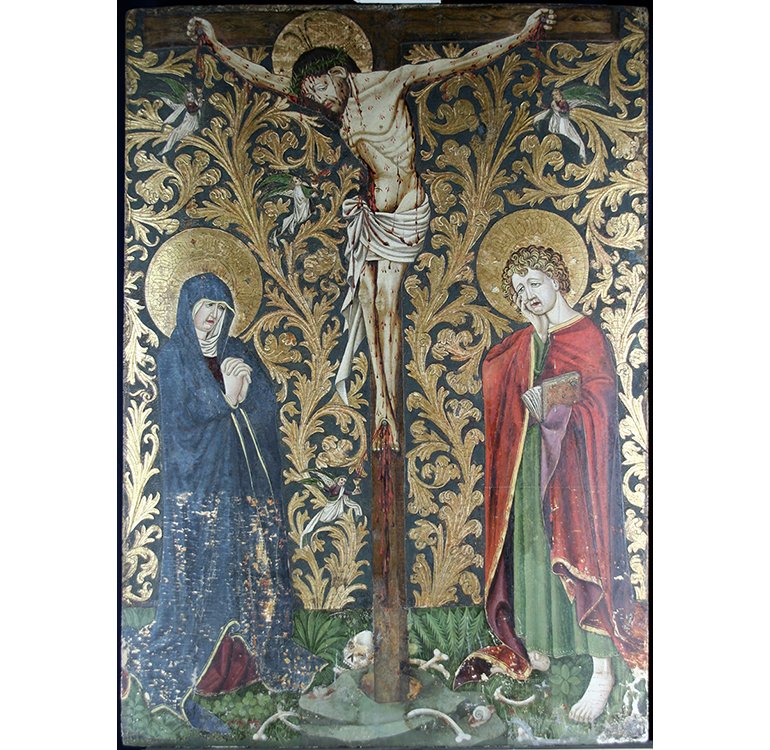 Master of the Lamentation of Christ in Lindau, The Crucifixion, ca. 1425. Tempera on panel, 125 × 89 cm, Museum Catharijneconvent