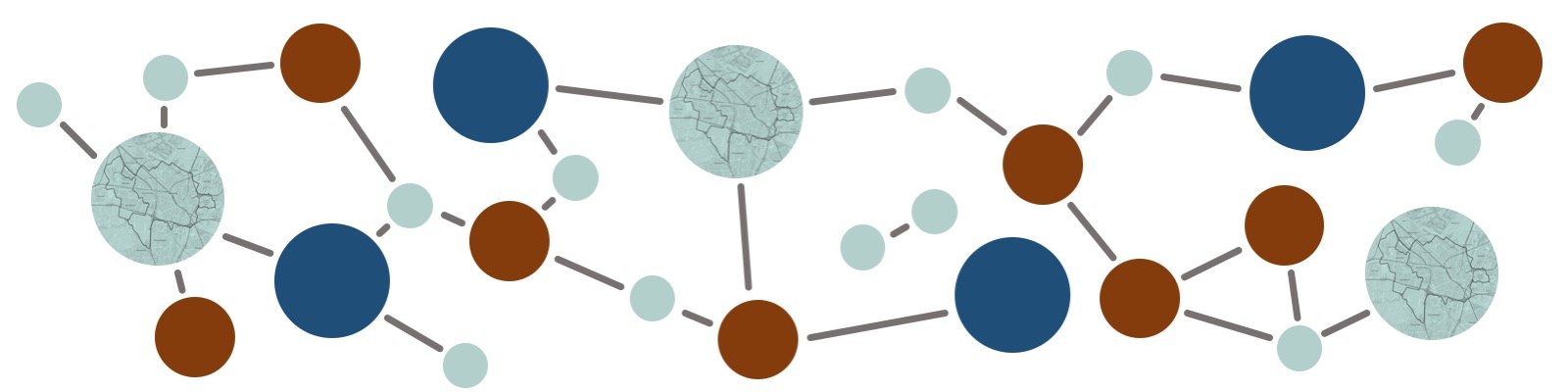 Abstracte voorstelling van een netwerk van organisaties