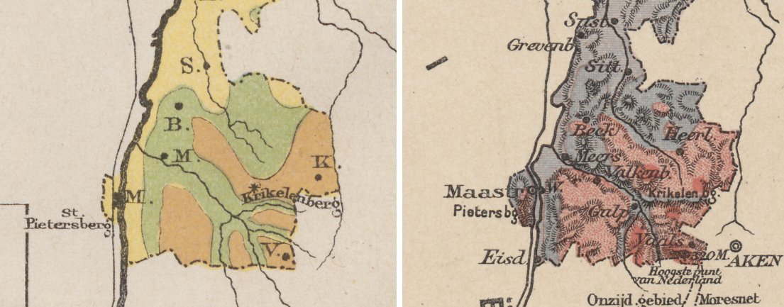 Krikelenberg vs Vaalserberg in de Bosatlassen van 1877 en 1896