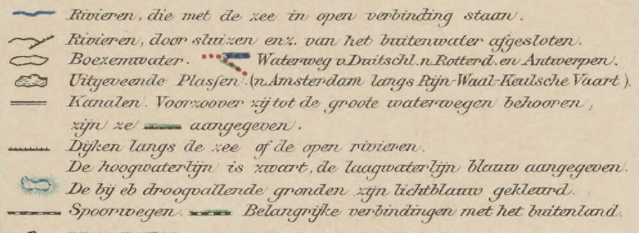 Legenda verkeerswegenkaart Nederland 10e editie Bosatlas, 1891