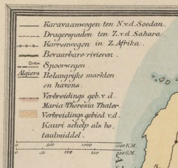 Legenda kaart zuidelijk Afrika 11e editie Bosatlas, 1893