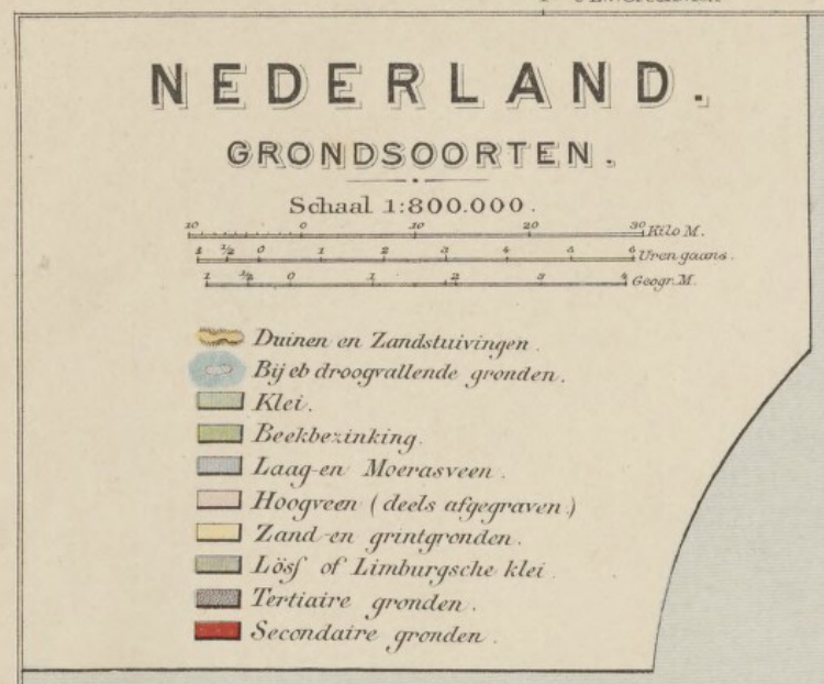 Legenda grondsoortenkaart Nederland, 13e editie Bosatlas, 1897