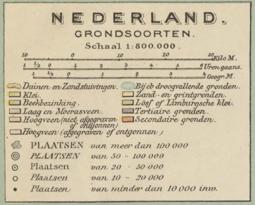 Legenda grondsoortenkaart Nederland, 29e editie Bosatlas, 1924