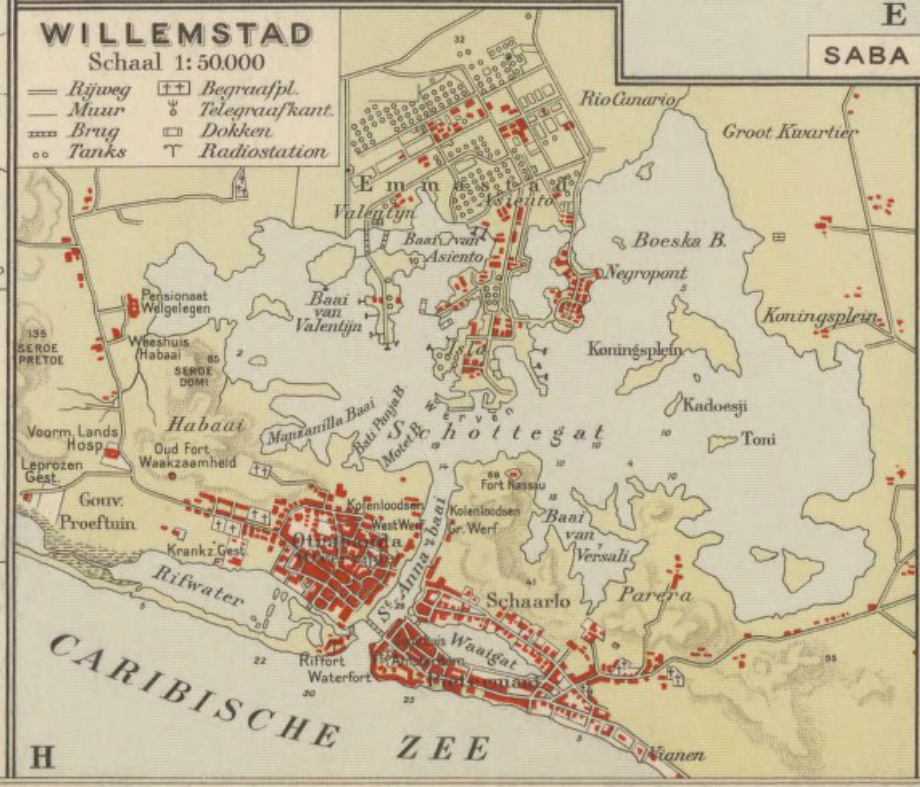 Kaart Willemstad, 35e editie Bosatlas, 1936