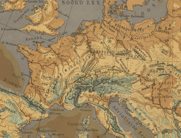 Kaart Europa 6e editie Bosatlas, 1884