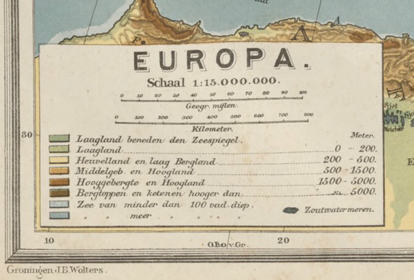 Legenda kaart Europa 8e editie Bosatlas, 1887
