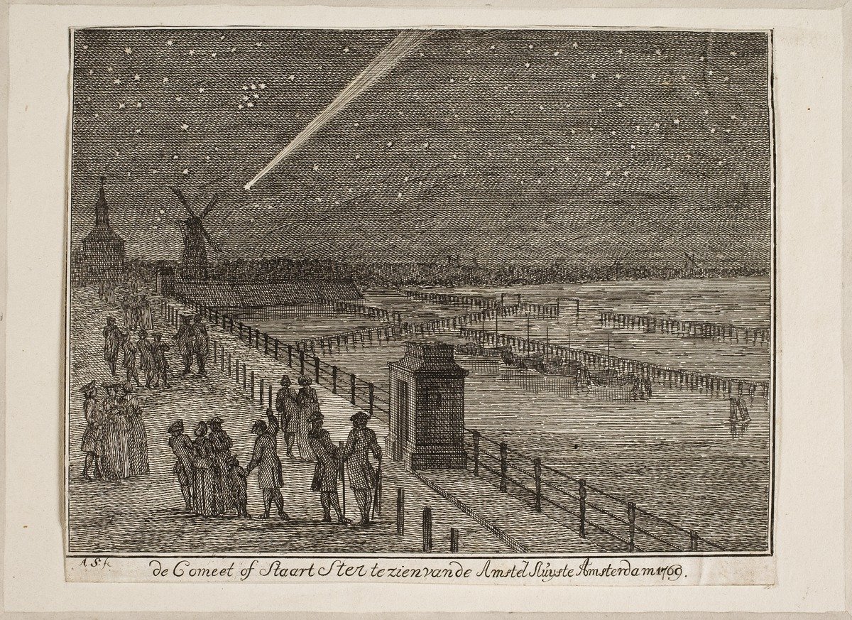 Prent van komeet waargenomen in Amsterdam, 1769
