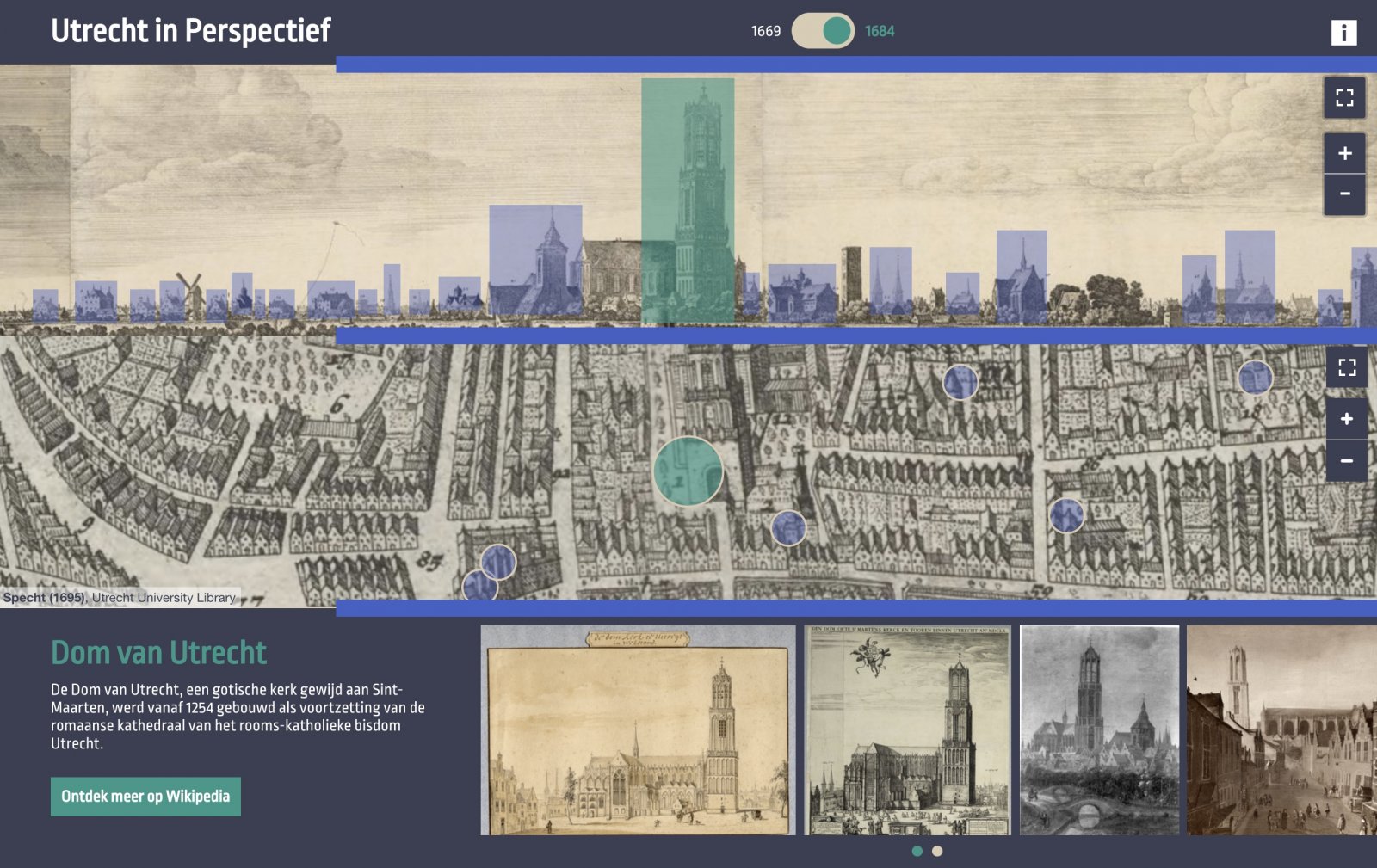 Screenshot applicatie 'Utrecht in Perspectief'
