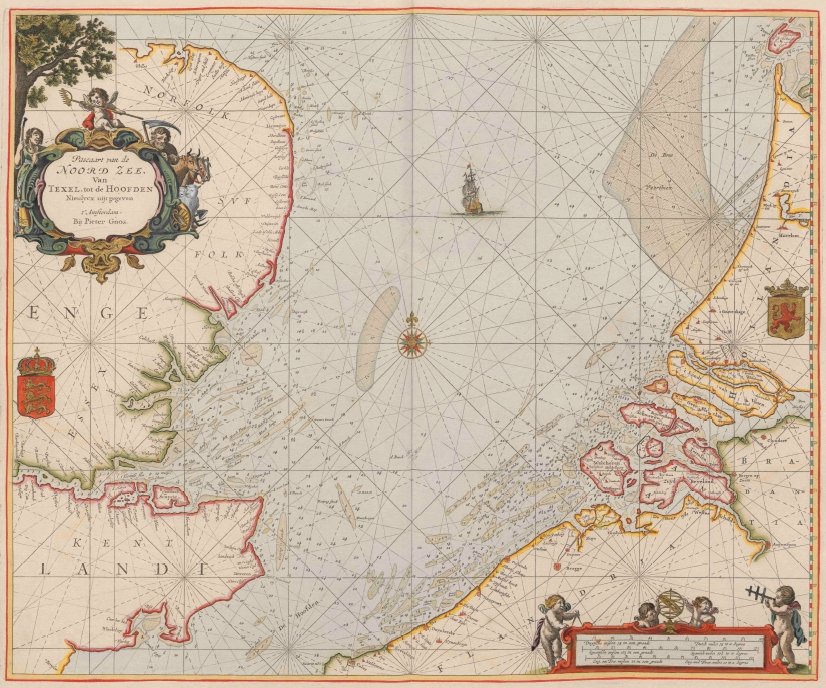 Kaart van de Noordzee in de zeeatlas van Goos, ca. 1677, topstuk uit de Bijzondere Collecties van de Universiteitsbibliotheek Utrecht