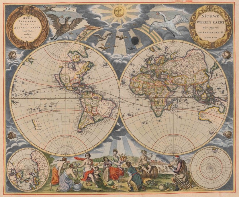 Wereldkaart in de zeeatlas van Goos, ca. 1677, topstuk uit de Bijzondere Collecties van de Universiteitsbibliotheek Utrecht
