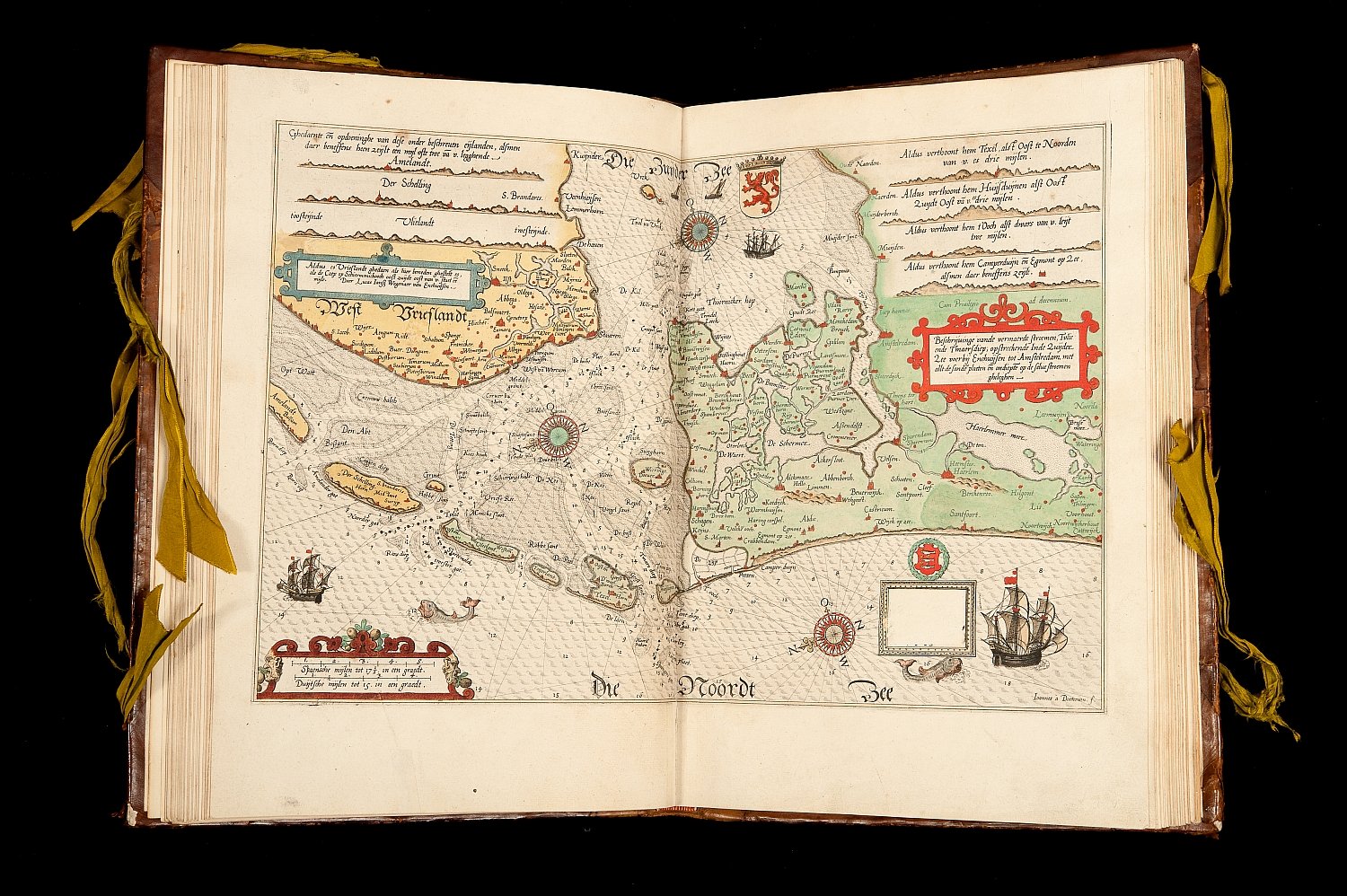 Kaart van de Zuiderzee in Spieghel der Zeevaerdt, 1584, topstuk uit de Bijzondere Collecties van de Universiteitsbibliotheek Utrecht