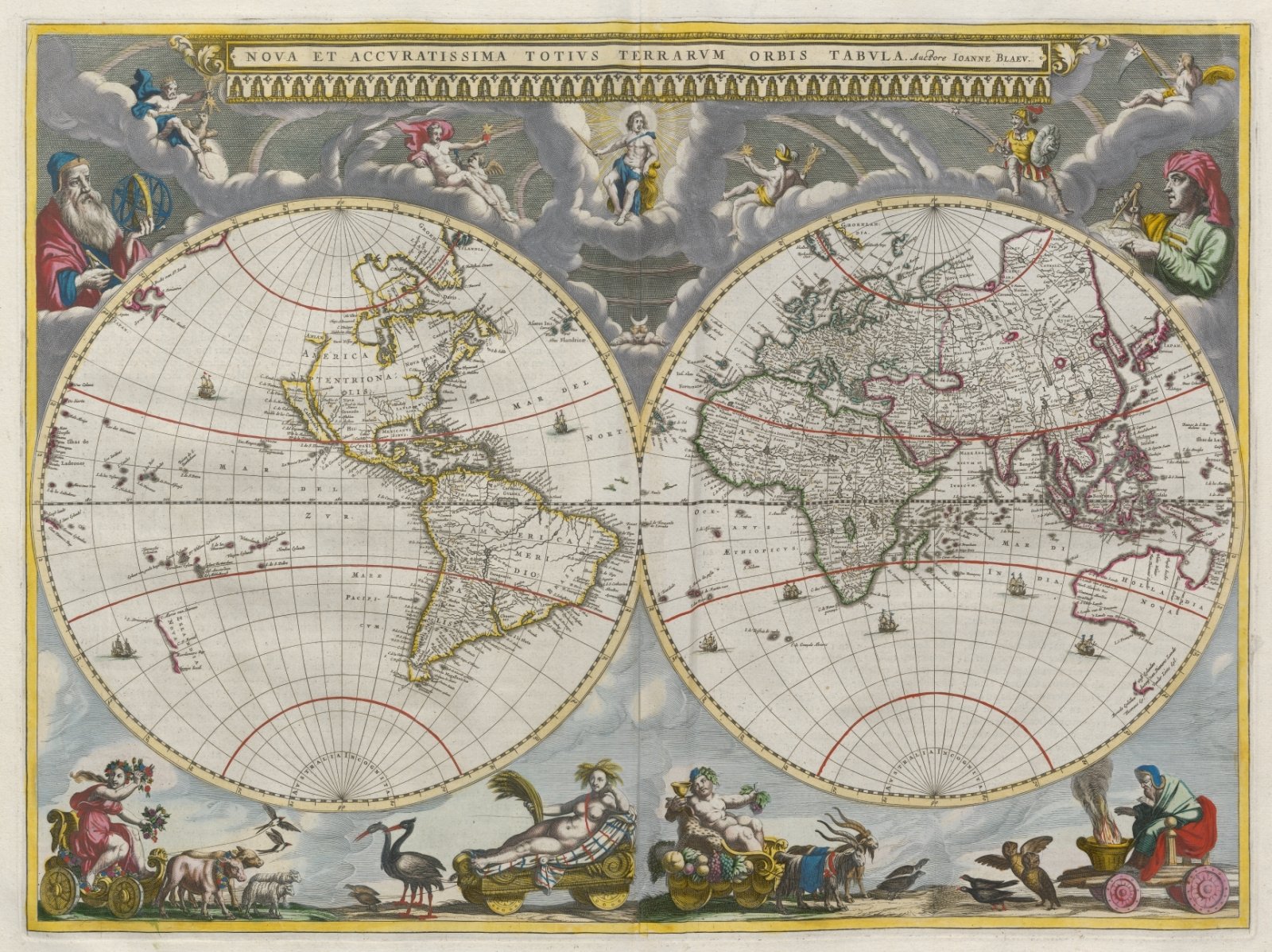 Wereldkaart Atlas maior Blaeu, 1664