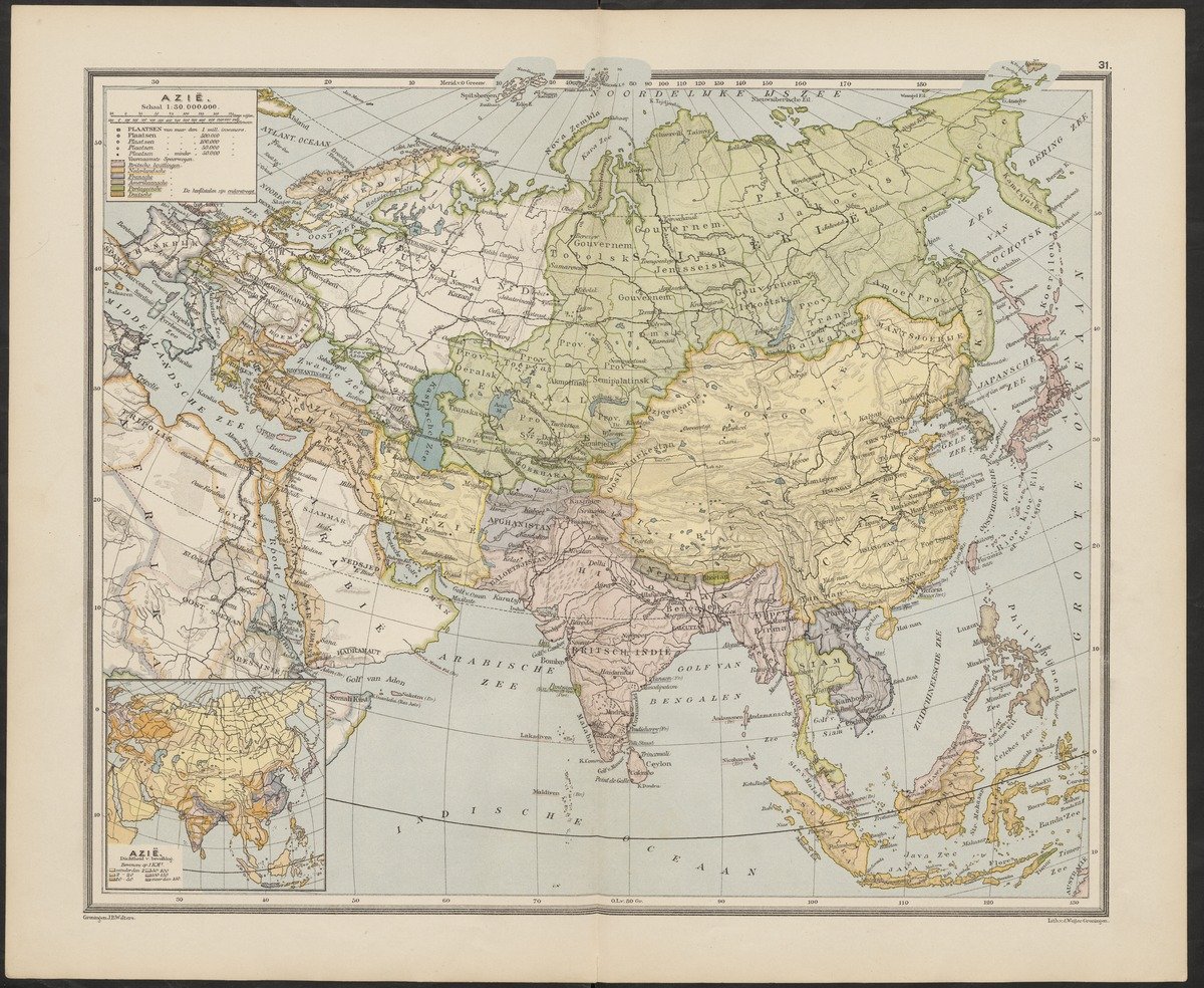 Staatkundige kaart van Azië 18e editie Bosatlas