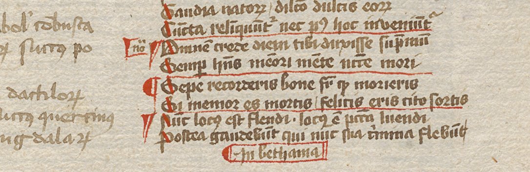 Tekst met "in Bethania"op p. 172 van handschrift 694 uit de Bijzondere Collecties van de Universiteitsbibliotheek Utrecht