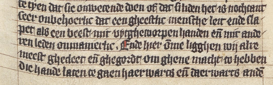 Citaat uit fol. 5r. uit handschrift 1020 (5 F 18) uit de Bijzondere Collecties van de Universiteitsbibliotheek Utrecht