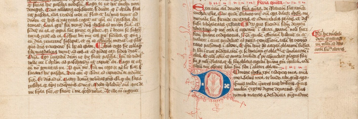 Uitsnede uit handschrift 229, fol. 39v. en 40r. uit de Bijzondere Collecties van de Universiteitsbibliotheek Utrecht