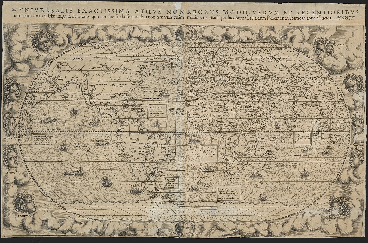 Wereldkaart, Gerard de Jode, 1555