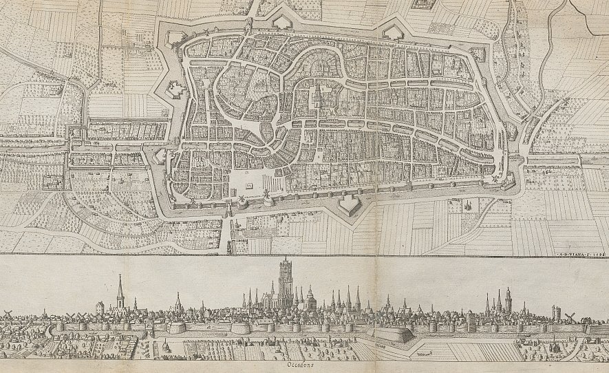 Plattegrond en profiel van Utrecht, Van Vianen, 1598