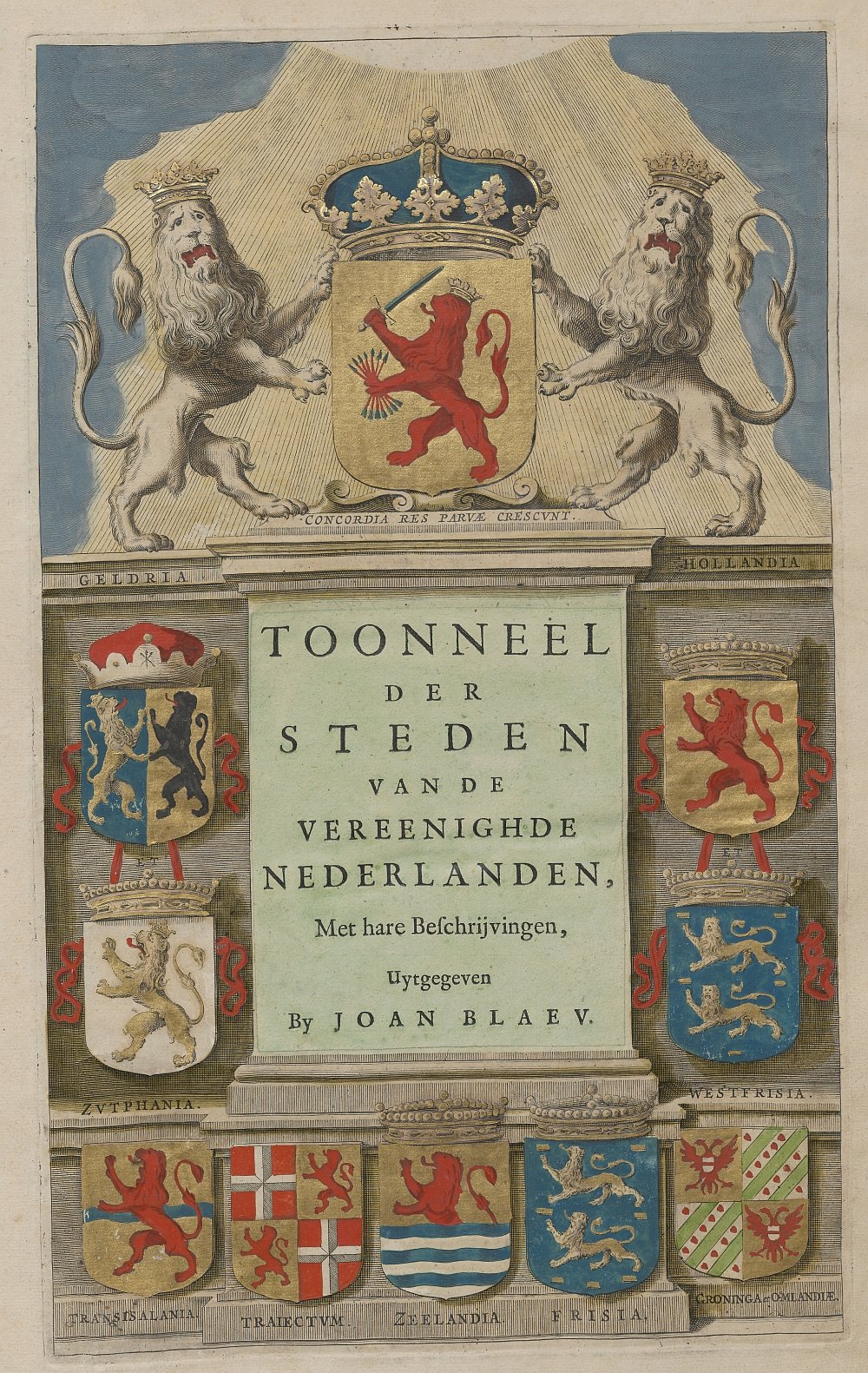 Titelpagina 'Toonneel der steden', Joan Blaeu, ca. 1652