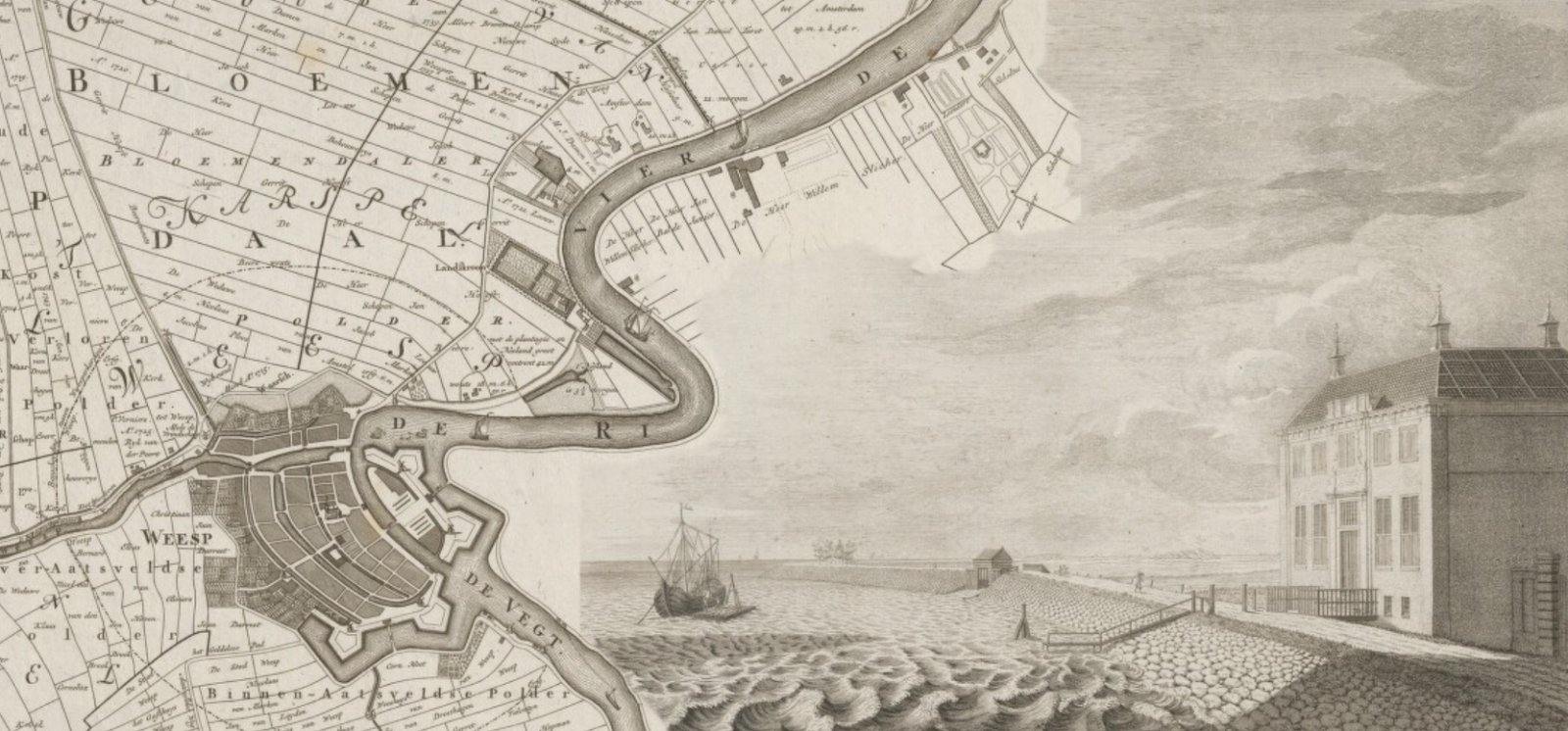 Detail wandkaart Zeeburg- and Diemerdijk, Jan Wandelaar, ca. 1781