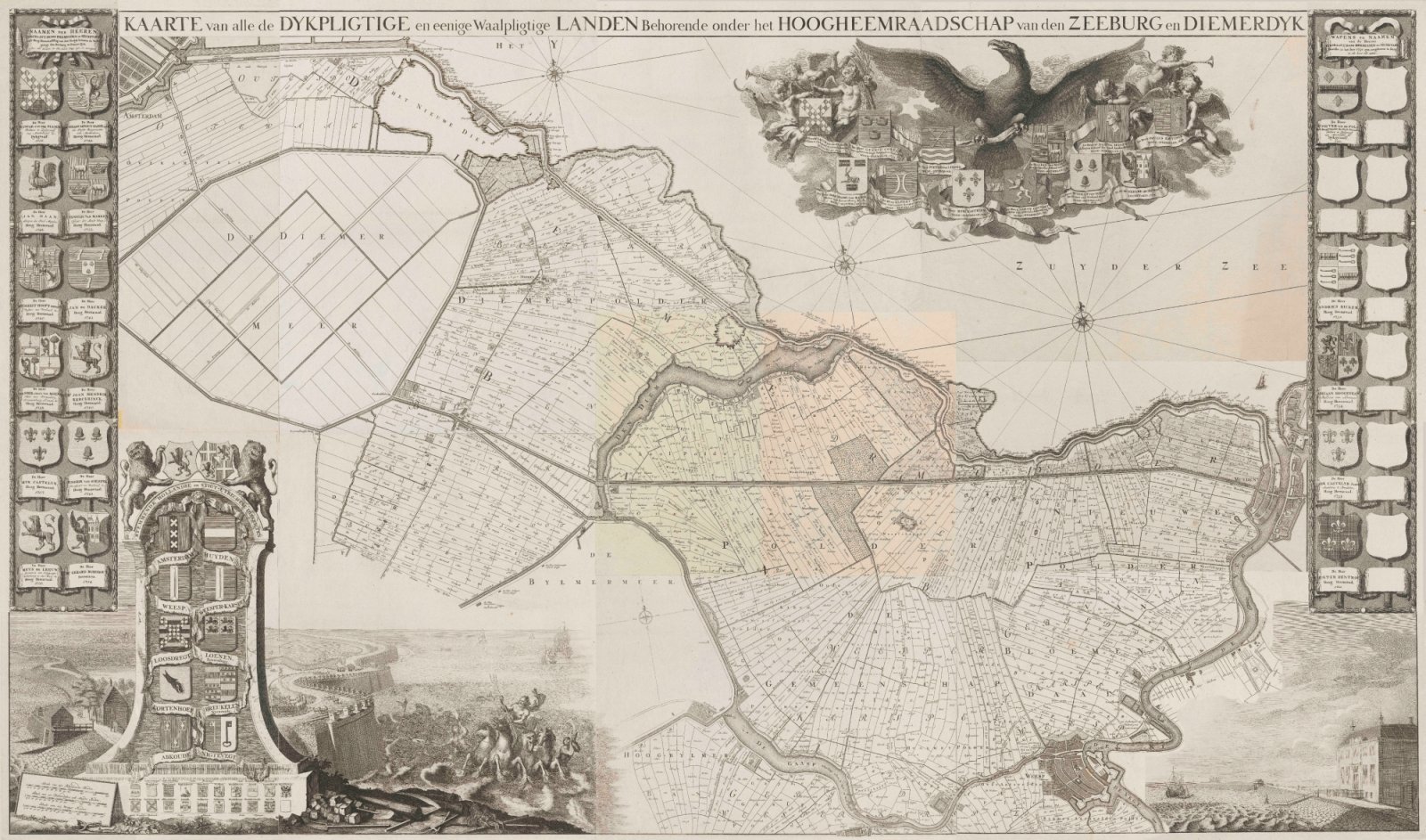 Wandkaart Zeeburg- and Diemerdijk, Jan Wandelaar, ca. 1781