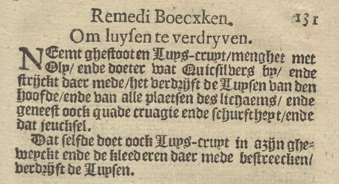 Luizen verdrijven in De cleynen herbarius uit de Bijzondere Collecties van de Universiteit Utrecht