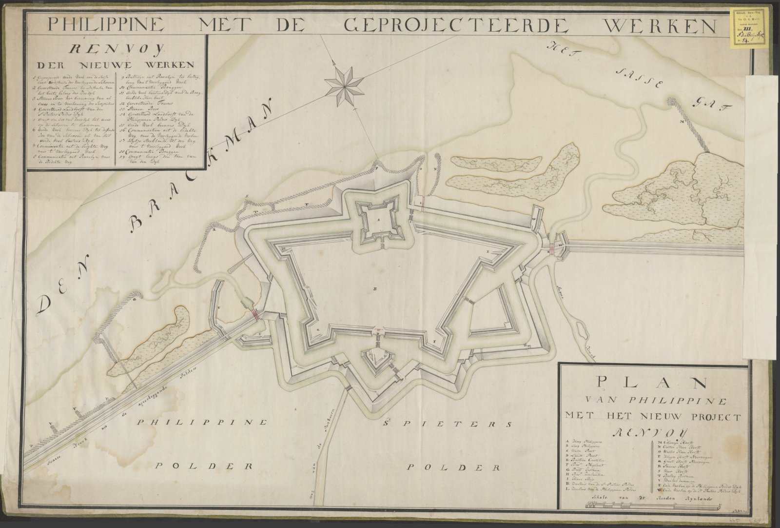 Fortificatieplan voor de vesting Philippine, 1751