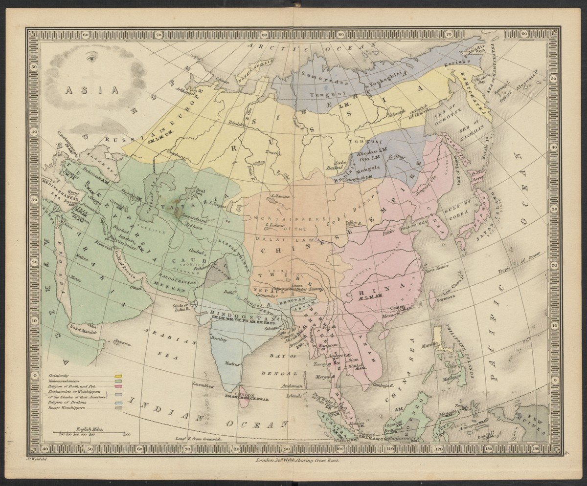 ‘Asia’ in 'An atlas of maps of different parts of the world: designed to show the stations of the protestant missionaries', door James Wyld (Londen: 1839)