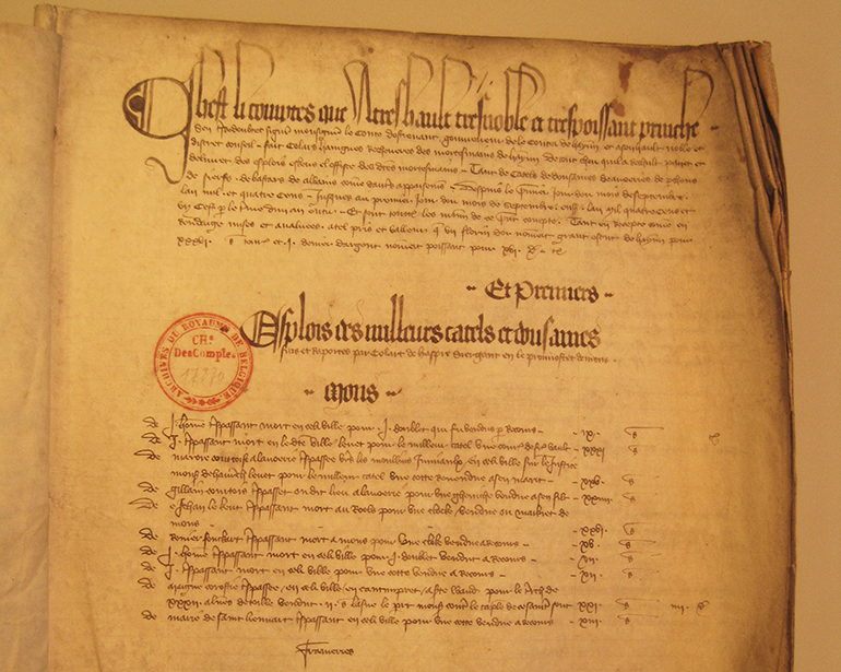 Mortmain rekening september 1400 september 1401 (Algemeen Rijksarchief Brussel Rekenkamer Brussel I 004 bestand 17870 folio-1)