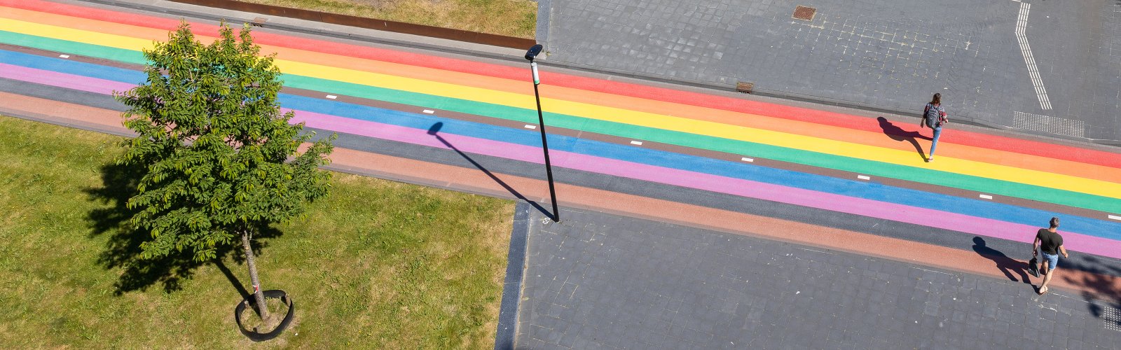 Regenbogenfietspad op het Utrecht Science Park © Dick Boetekees