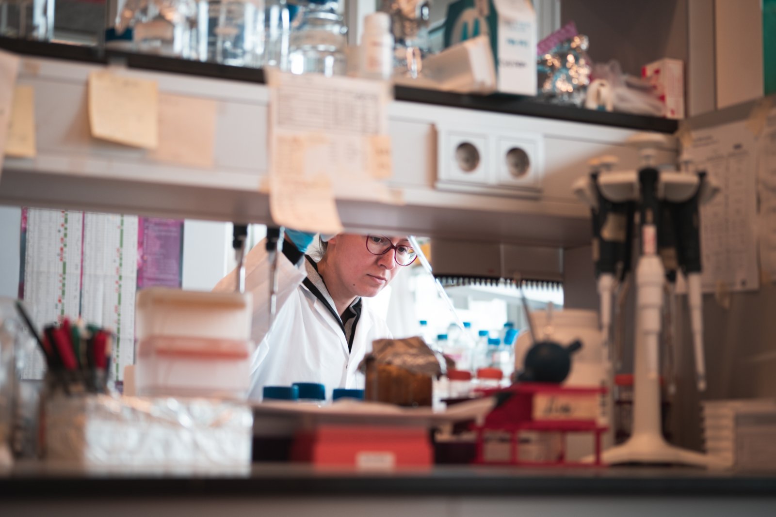 Researcher coronavirus at Utrecht University working in the lab