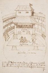 Afbeelding van Swan theatre uit de Adversaria van Buchelius uit de Bijzondere Collecties van de Universiteitsbibliotheek Utrecht