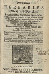 Titelpagina van De cleynen herbarius uit de Bijzondere Collecties van de Universiteit Utrecht
