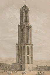 Lithografie Domtoren in 'De stad Utrecht' by Wap, 1859/60